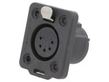 Soclu XLR mamă 5 PIN negru cu buton, Neutrik