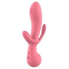 Vibrator Amour Claire Triple Pleasure, 10 Moduri Vibratii, Silicon, USB, Roz, 22 cm