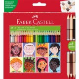 Creioane colorate 24 + 3 bicolore piele Faber-Castell, Faber Castell