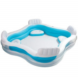 Cumpara ieftin Piscina gonflabila Family Intex, 990 L, 229x229x66 cm, polivinil, albastru/alb