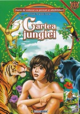 Carte de colorat A4 cu povesti si abtibilduri - Cartea junglei foto