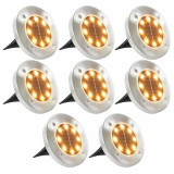 Lumini solare pentru sol, 8 buc., LED, alb cald