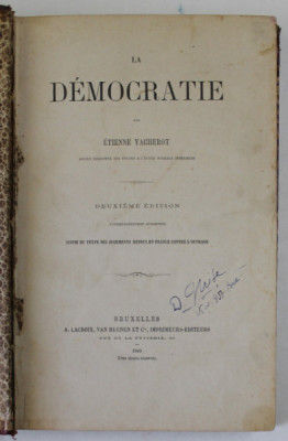 LA DEMOCRATIE par ETIENNE VACHEROT , 1860 foto