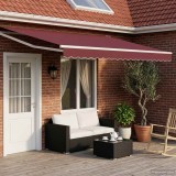 vidaXL Marchiză retractabilă manuală cu led-uri Bordo și Alb 4,5 &times; 3 m 3419308
