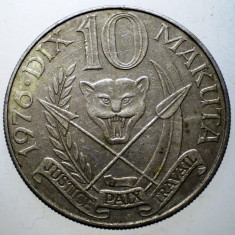 7.322 ZAIR CONGO 10 MAKUTA 1976