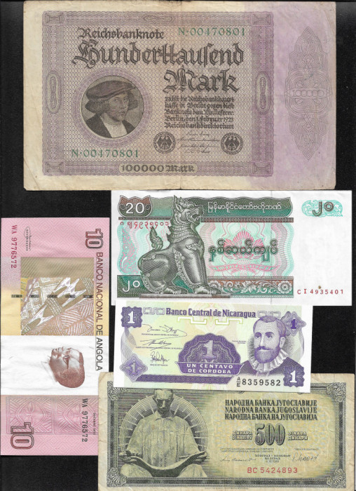 Set 5 bancnote de prin lume adunate (cele din imagini) #12bis