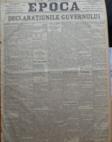 Ziarul Epoca, 1 Decembrie 1899 ; Declaratiunile Guvernului