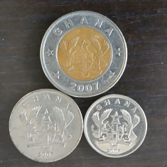 Lot 3 monede Ghana - 10/20 Pesewas și 1 Cedi 2007