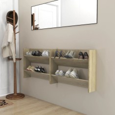 Gossi pantofare de perete, 2 buc., stejar sonoma, 80x18x60 cm, pal