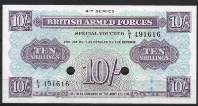 !!! RARR : MAREA BRITANIE , VOUCHER MILITAR - 10 SHILLINGS (1962} - P M35 b - UNC / CEL DIN SCAN foto