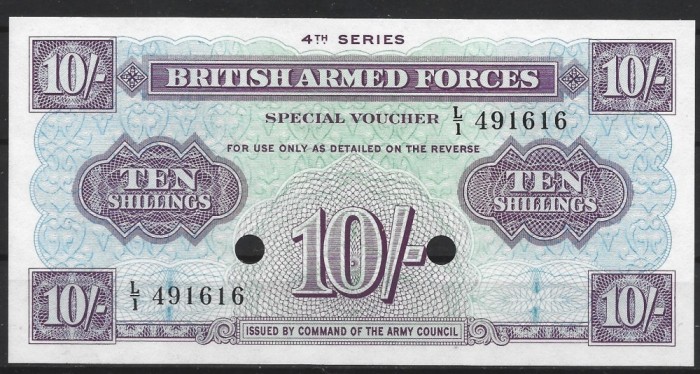 !!! RARR : MAREA BRITANIE , VOUCHER MILITAR - 10 SHILLINGS (1962} - P M35 b - UNC / CEL DIN SCAN