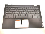 Carcasa superioara cu tastatura palmrest Laptop 2in1, Lenovo, Yoga C640-13IML Type 81UE, 5CB0W43757, 45LF3TALV10, FALF3002010, iluminata, layout US