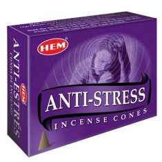 Conuri parfumate Antistres, HEM profesional, 10 conuri (25g) aromaterapie, indeparteaza stresul, suport metalic inclus foto