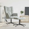 VidaXL Scaun de relaxare cu taburet, gri deschis, catifea 328106