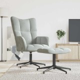 VidaXL Scaun de relaxare cu taburet, gri deschis, catifea