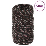 VidaXL Fr&acirc;nghie de barcă, negru, 2 mm, 50 m, polipropilenă