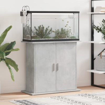 Gossi suport acvariu, gri beton, 81x36x73 cm, lemn prelucrat foto