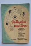 &Icirc;nt&acirc;mplări din viață și sport &ndash; culegere de anecdote sportive, copertă caricaturală (c. 1950)