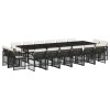 Set mobilier de gradina cu perne, 17 piese, negru, poliratan