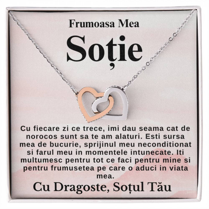 Set colier argint, pentru sotie, card cu mesaj emotionant