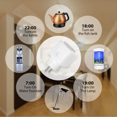 Priza inteligenta PNI SmartHome WP800 WiFi control prin internet, App Tuya Smart, compatibila cu Amazon Alexa si Google Home, masoara consumul de ener foto