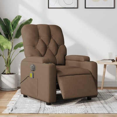 vidaXL Fotoliu electric de masaj rabatabil, maro, textil foto