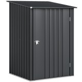 Outsunny Căsuță de Grădină 0,92m&sup2; din Oțel Galvanizat, Depozit pentru Unelte cu Ușă Blocabilă și Acoperiș &Icirc;nclinat, 100x104x160 cm, Gri &Icirc;nchis | Aosom