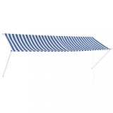 VidaXL Copertină retractabilă, albastru și alb, 350 x 150 cm