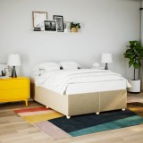 VidaXL Cadru de pat fără saltea, crem, 140x190 cm, textil