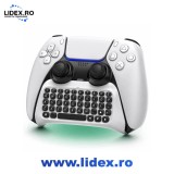 Tastatura Wireless Gaming Timebox pentru PS5 si PS5 Pro, Chatpad QWERTY, Bluetooth 3.0, Difuzor Integrat, Jack Audio 3.5 mm, Gamepad Ergonomic pentru