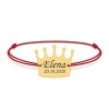 King - Bratara snur cu talisman din argint 925 placat cu aur galben 24K personalizata cu text - coroana