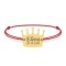 King - Bratara snur cu talisman din argint 925 placat cu aur galben 24K personalizata cu text - coroana