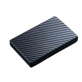 Suport, Metalic, RFID, pentru Carduri, din aluminiu, Negru cu model elegant, Poate stoca pana la 5-6 carduri si 4-5 monede,Compact si usor de purtat
