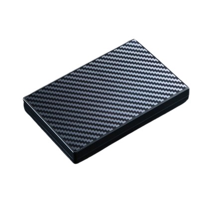 Suport, Metalic, RFID, pentru Carduri, din aluminiu, Negru cu model elegant, Poate stoca pana la 5-6 carduri si 4-5 monede,Compact si usor de purtat foto
