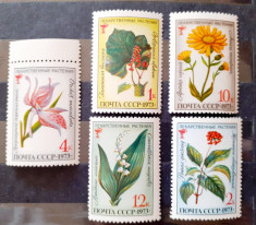 Rusia 1973 flori, flora, plante, serie 5v mnh foto