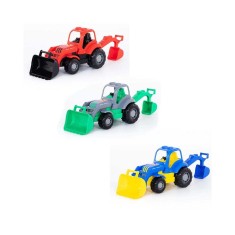 Tractor cu incarcator si excavator, jucarie copii, 28x13x16 cm