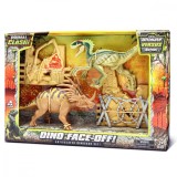 Set de joaca cu 2 dinozauri si accesorii, Lanard Toys, Primal Clash, Maro-Verde