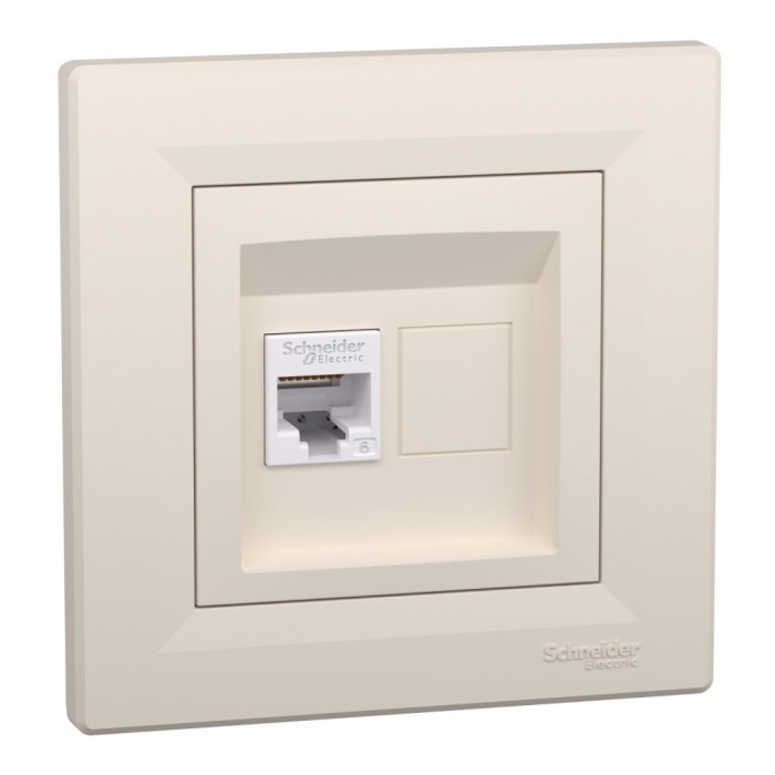Priza RJ45 simpla UTP CAT6 Schneider Asfora crem EPH4700123