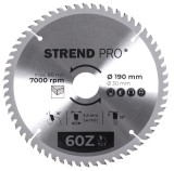 Disc circular Strend Pro TCT 190x2.4x30/20 mm, 60T, pentru lemn (placute carbura)