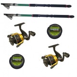 Kit Pescuit Sportiv 2 Lansete 3m EastShark + 2 Mulinete CBF40 Tambur 4000, 5 Rulmenti, Guta Cool Angel, 8 Segmente