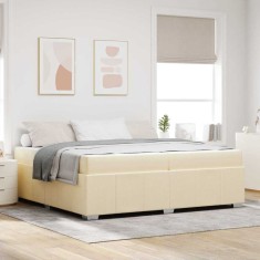 vidaXL Cadru de pat cu saltea Crem 200 x 200 cm țesătură 3398312