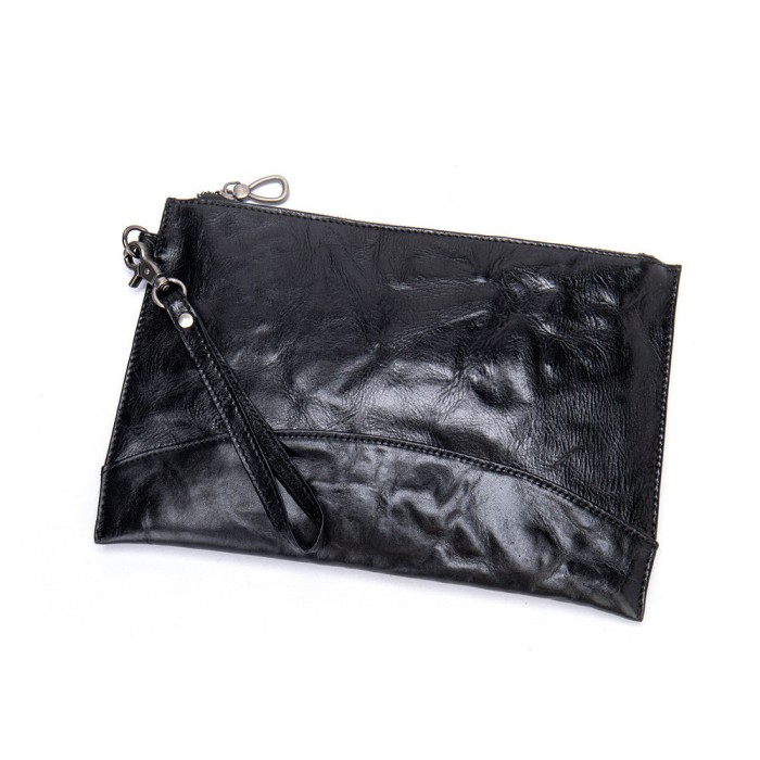Geanta plic, BUSY LDY&amp;GTM&reg; Barreta, piele naturala, unisex, bareta de mana, neagra