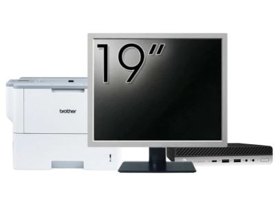 Pachet Calculator Second Hand HP EliteDesk 800 G3 Mini PC, Intel Core i7-7700T 2.90GHz, 8GB DDR4, 256GB SSD, Wi-Fi + Monitor 19&amp;amp;quot; &amp;amp; Imprimanta Bro foto