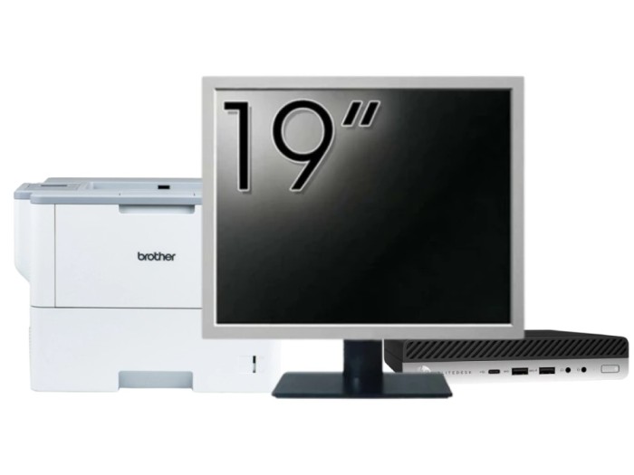 Pachet Calculator Second Hand HP EliteDesk 800 G3 Mini PC, Intel Core i7-7700T 2.90GHz, 8GB DDR4, 256GB SSD, Wi-Fi + Monitor 19&amp;quot; &amp; Imprimanta Bro
