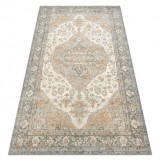 Covor de lana SOHO 477.01.LA113 OSTA - Ornament, rozetă, natural verde / bej, 80x160 cm