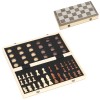 SPORTNOW Tablă de Șah Pliabilă Lemn Metal Dame Compartimente Alb Negru 38.5x38.5x2.8cm