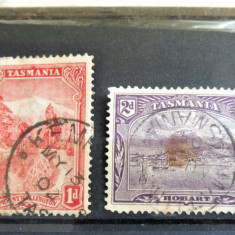 Tasmania 1903 - Lot 2 timbre deparaiate, stampilate, cu sarniera (T15)