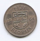 Fiji 1 Florin 1964 - Elizabeth II - Cupru-nichel, B11, 28.3 mm KM-24 (2), Australia si Oceania