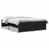 VidaXL Cadru de pat, negru, 120x190 cm, lemn prelucrat și metal
