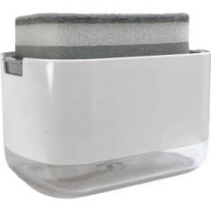 Dozator flippy, dispenser 2 in 1 pentru detergent lichid de vase sau pentru obiecte sanitare cu suport pentru burete de bucatarie , 8.6 x 14.5 x 10 cm
